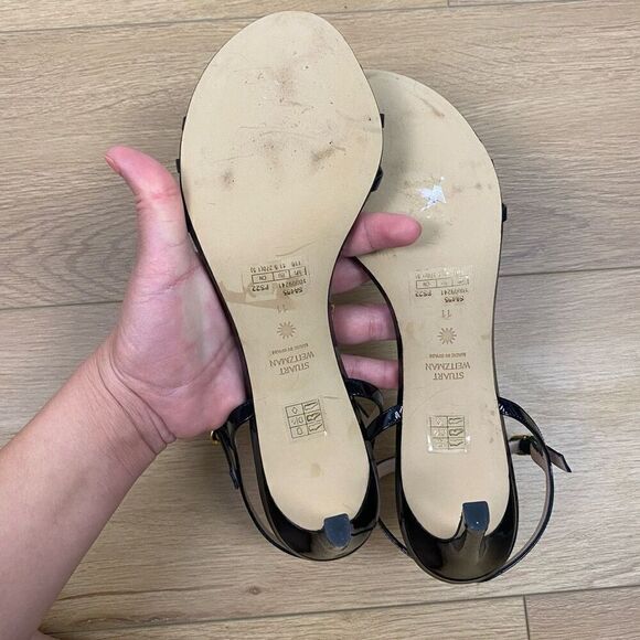 STUART WEITZMAN Starla Strappy Leather Heel Sandals - Picture 8 of 10